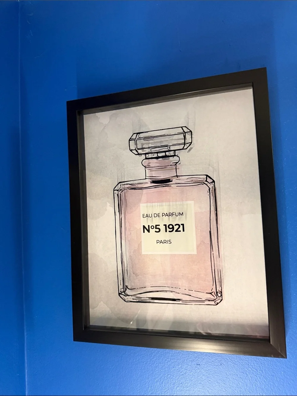 Framed Pink Perfume Bottle Wall Art - No Brand